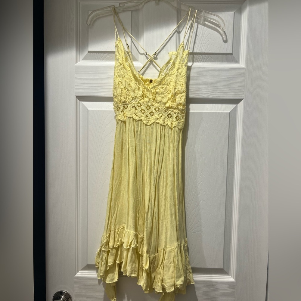 Free People Adella Slip dress: Yellow~ small